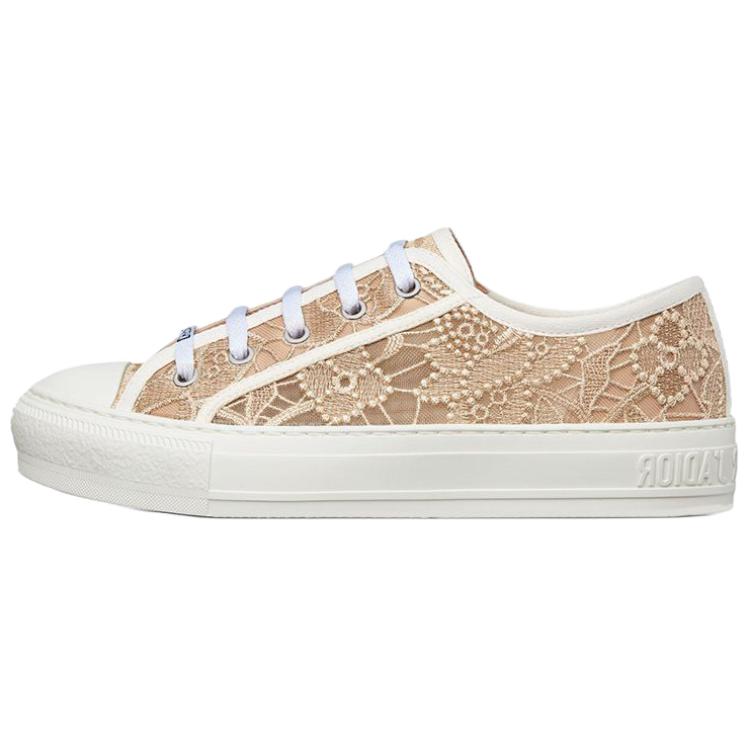 DIOR Walk'n'Dior Platform Shoes Mesh Low top Stylish Skateboarding Shoes Women's Gold