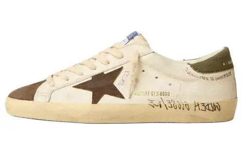 Golden Goose Super Star Leather Low top Skateboard Shoes Men's White Brown