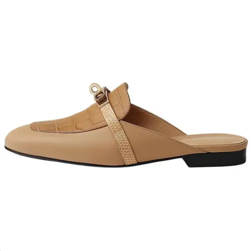 HERMES Oz Quiet Closed Toe Slippers Women's Beige