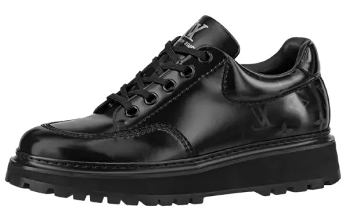 LOUIS VUITTON Leather Sports Casual Shoes Men's Black