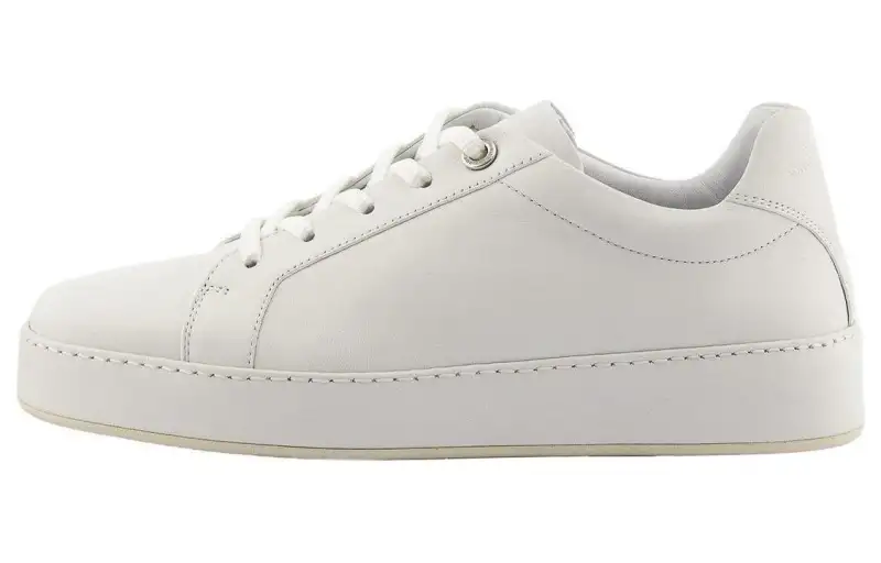 Loro Piana Leather Low top Skateboard Shoes Women's White