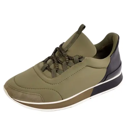 HERMES Nylon Low top Casual Shoes Men's Army Green
