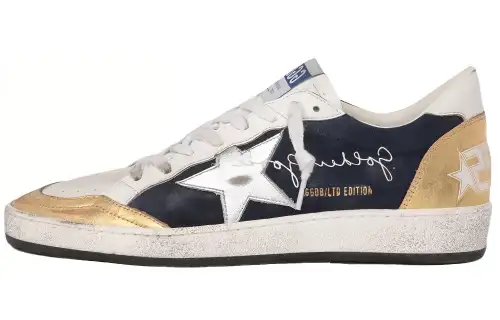 Golden Goose Ball Star Stylish Skateboarding Shoes Women's Black Gold & Silver Multicolor Distressed