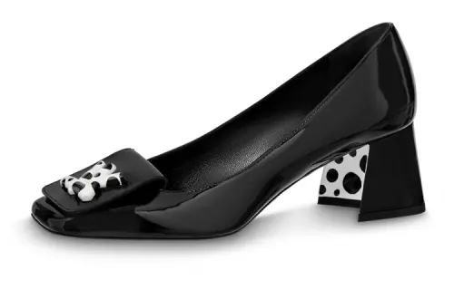 Yayoi Kusama x LOUIS VUITTON Shake Cow Leather Chunky Heel High Heels Women's Black