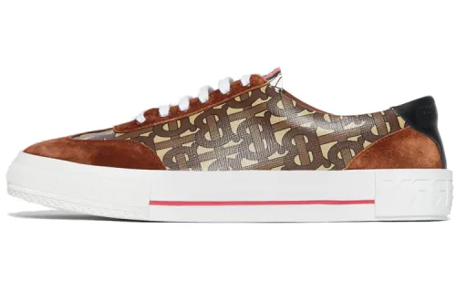Burberry Abrasion Resistant Low top Stylish Skateboarding Shoes Men's Brown White