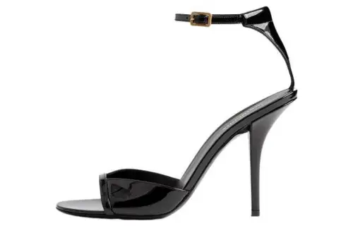 Burberry Patent Leather One Strap Sandals 10cm Women's Black