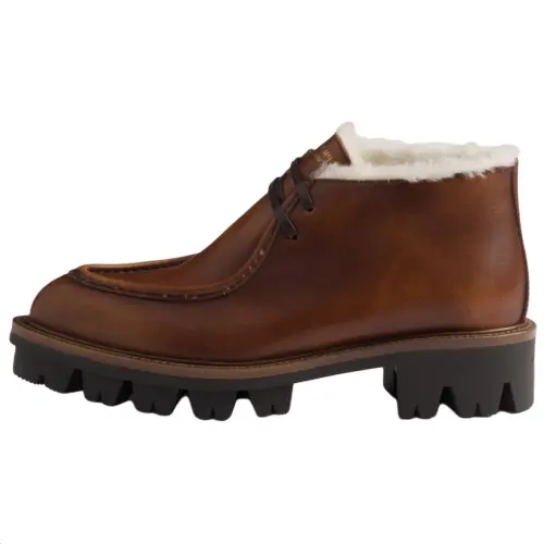PRADA Calfskin Ankle Length Snow Boots 4.5cm Women's Brown