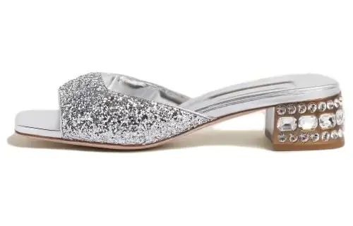 MIU MIU Slide Slippers Women's Silver