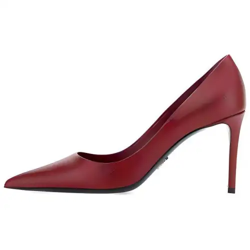 PRADA Leather Slim Heel High Heels Women's Red