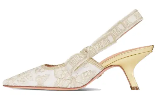 DIOR J'Adior Fabric Slim Heel High Heels 6.5cm Women's White