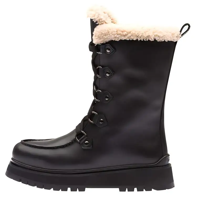 MIU MIU Leather Ankle Boots Women's Pitch Black