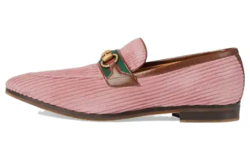GUCCI Horsebit Suede Casual Shoes Men's Pink