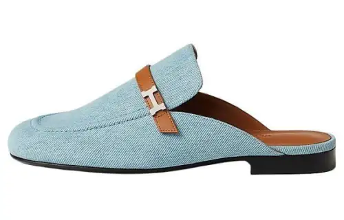 HERMES Closed Toe Slippers Women's Blue