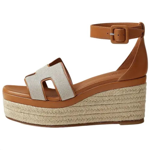 HERMES Elda One Strap Sandals 8cm Women's Brown