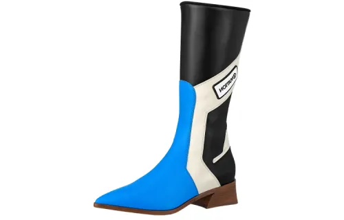 LOUIS VUITTON Flags High Boot Leather Fashion Knee high Boots Women's Black Blue