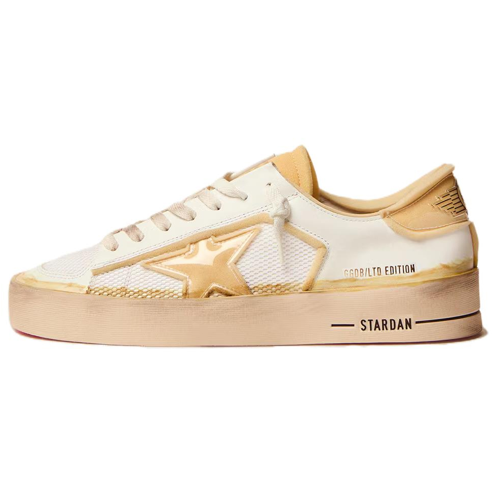 Golden Goose Stardan Low top Stylish Skateboarding Shoes Men's Ecru Distressed