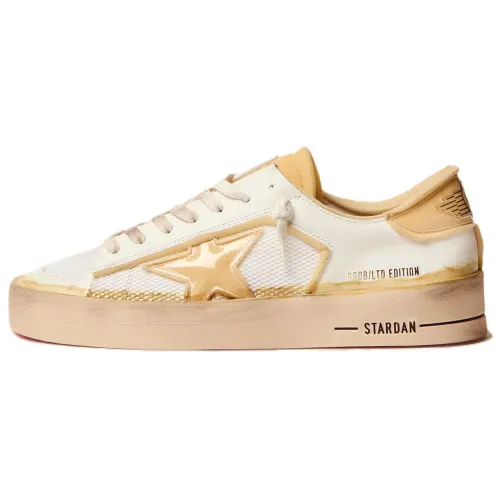 Golden Goose Stardan Low top Stylish Skateboarding Shoes Men's Ecru Distressed