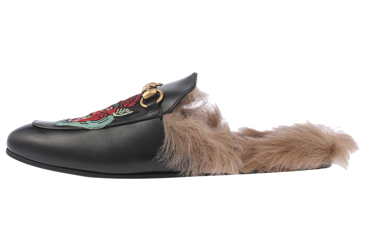 GUCCI Princetown Leather Closed Toe Slippers Women's Black