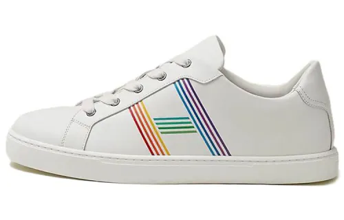 HERMES Avantage Cow Leather Low top Stylish Skateboarding Shoes Men's White