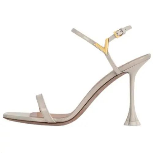 LOUIS VUITTON Blossom Patent Leather One Strap Sandals 9.5cm Women's Gray