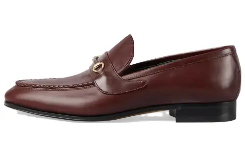 GUCCI Horsebit Loafers Men's Red Brown