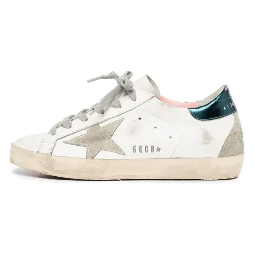 Golden Goose Super Star Leather Fashion Trend Low top Skateboard Shoes Women's Gray White Distressed