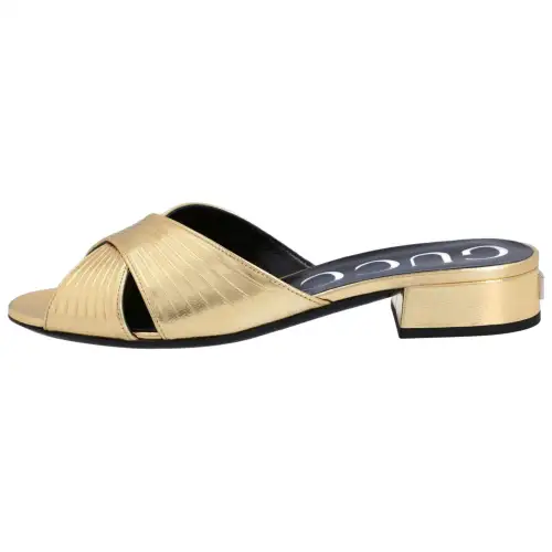 GUCCI Slide Slippers Women's Gold