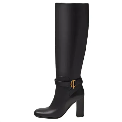 HERMES Joanna Knee high Boots 9cm Women's Black