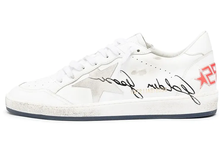Golden Goose Ball Star Cow Leather Skateboard Shoes Men's White