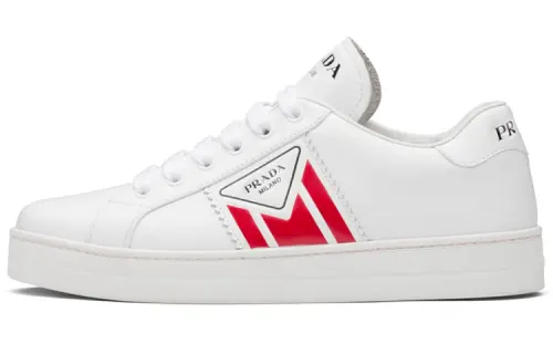 PRADA Leather Low top Skateboard Shoes Women's White