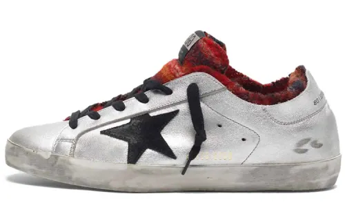 Golden Goose Super Star Skateboard Shoes Women's Low Top Silver White Red