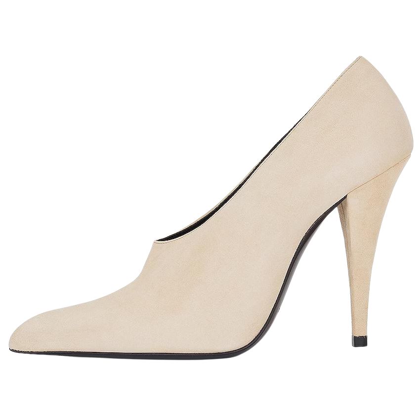 SAINT LAURENT Nico Cone Heel High Heels 11cm Women's Beige