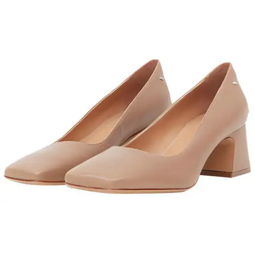 Maison Margiela Leather Spool Heel High Heels 6CM Women's Nude Pink