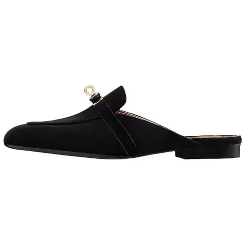 HERMES Closed Toe Slippers Women's Black