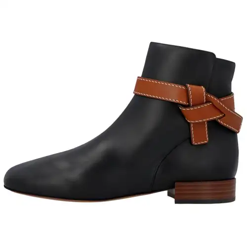 LOEWE Gate Leather Ankle Boots Women's Black