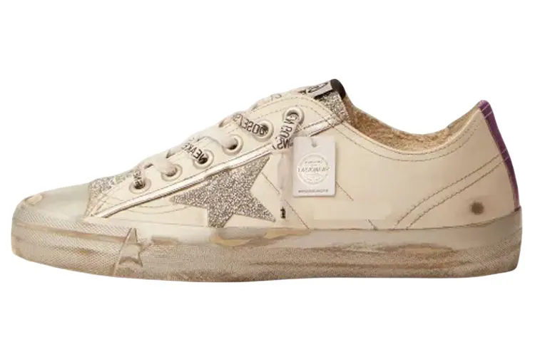 Golden Goose V Star Stylish Skateboarding Shoes Women's White Distressed