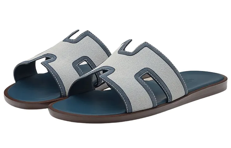 HERMES Slide Slippers Men's Blue Gray
