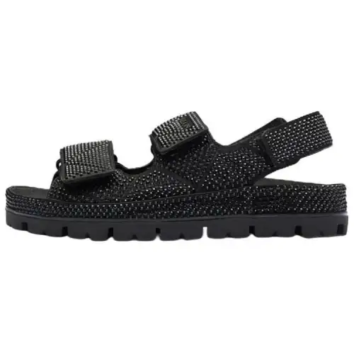 PRADA Satin One Strap Sandals Women's Black