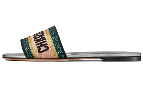 DIOR Dway Slide Green White Metallic Women's