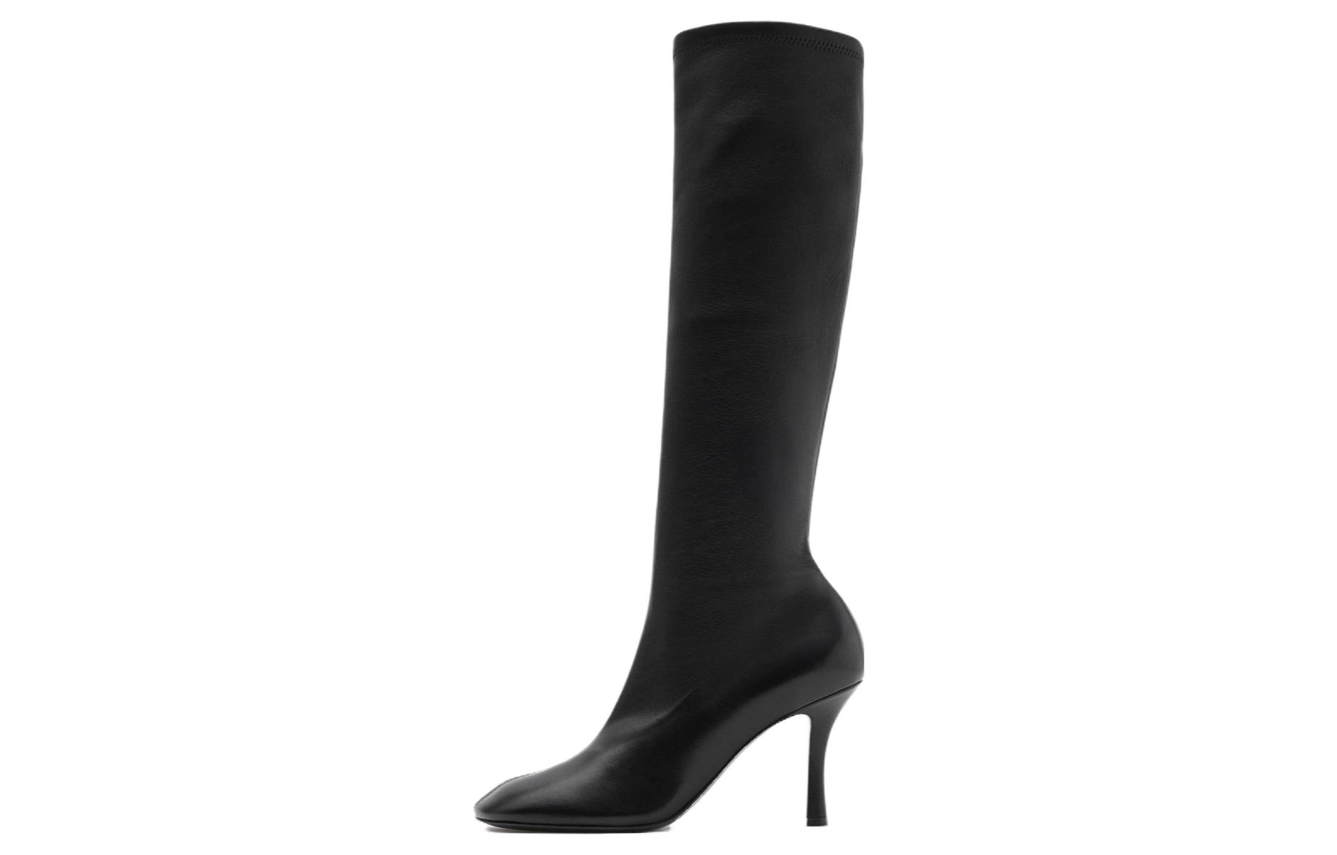 Burberry Baby Leather Knee high Boots 8.5cm Women's Black