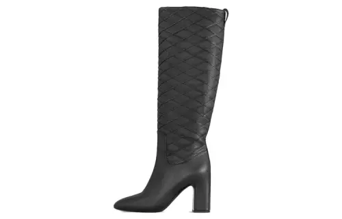 LOUIS VUITTON Donna Leather Knee high Boots 8.5cm Women's Black