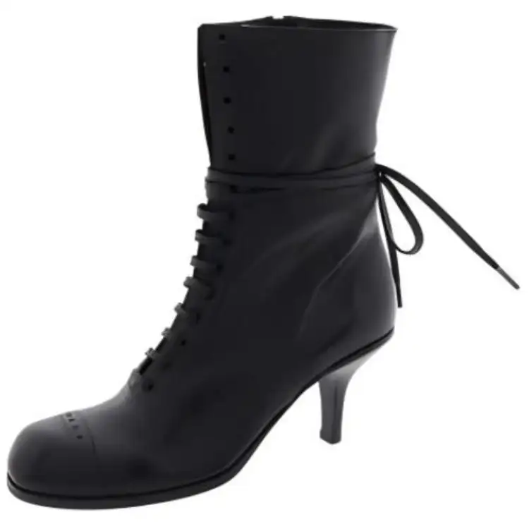 MIU MIU Leather Ankle Boots Women's Black