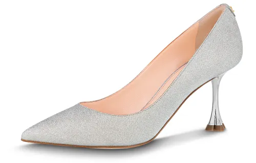 LOUIS VUITTON Blossom Slim Heel High Heels 7.5cm Women's Silver