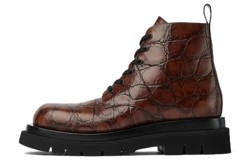 Bottega Veneta Lug Short Ankle Boots Men's Red Brown