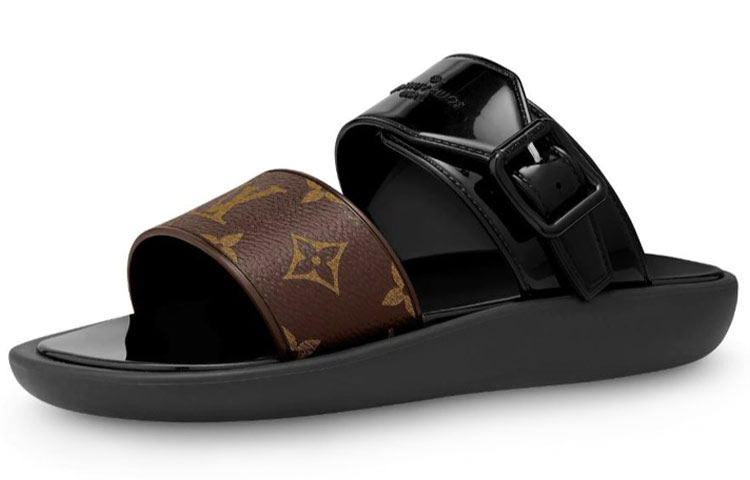 LOUIS VUITTON Sunbath Slide Slippers Women's Black