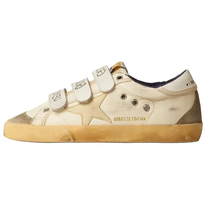 Golden Goose Old School Leather Low top Skateboard Shoes Women's Beige