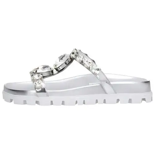 MIU MIU Slide Slippers Women's Silver