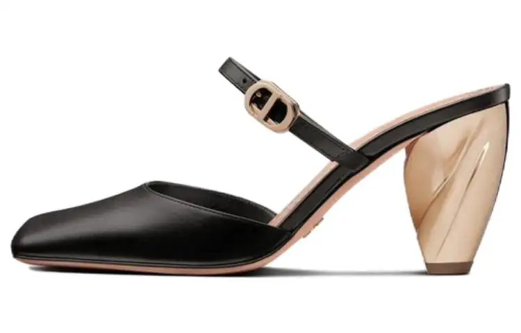 DIOR Rhodes Leather Patchwork High Heels Women's Black