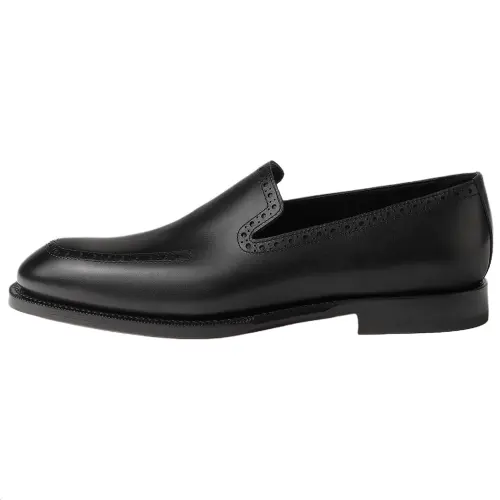 HERMES Kevin Calfskin Casual Shoes Men's Black