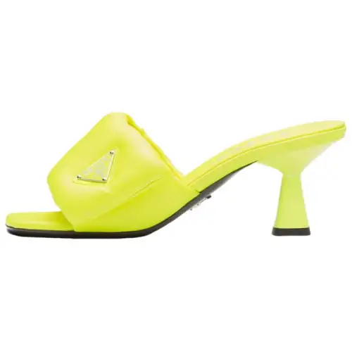 PRADA Chunky Heel Slide Slippers Women's Yellow
